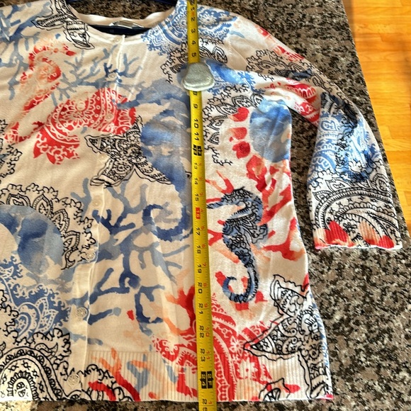Christopher & Banks Unique Sea-life Print Cardigan Lightweight Sz M cotton - Picture 13 of 14